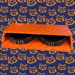 Rae Dunn “WICKED” & “CUTE” LL Black Pet Bowl Set NWT